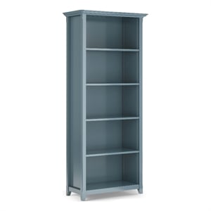 Amherst 30 inch Wide Solid Wood Transitional 5 Shelf Bookcase in French Blue