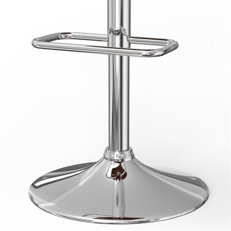 Lowell Mid Century Modern Adjustable Swivel Bar Stool in White Faux Leather