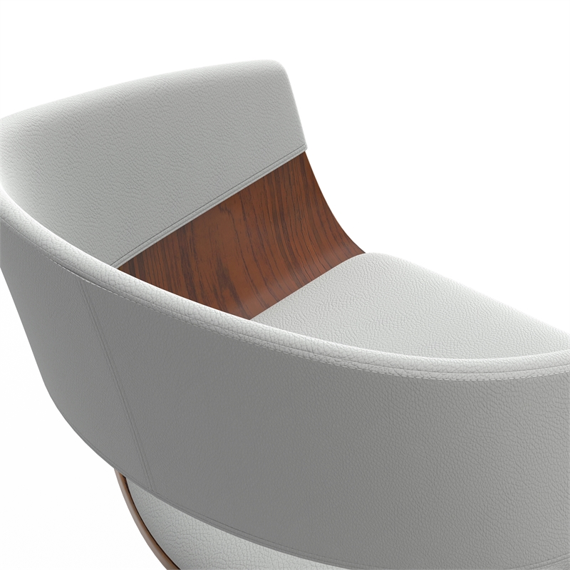 Lowell Mid Century Modern Adjustable Swivel Bar Stool in White Faux Leather