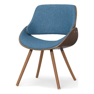 Simpli Home Malden 30.9&quot Modern Wood & Fabric Dining Chair in Blue