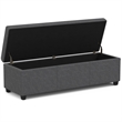 Simpli Home Avalon Contemporary Fabric & Wood Storage Ottoman Bench in Gray