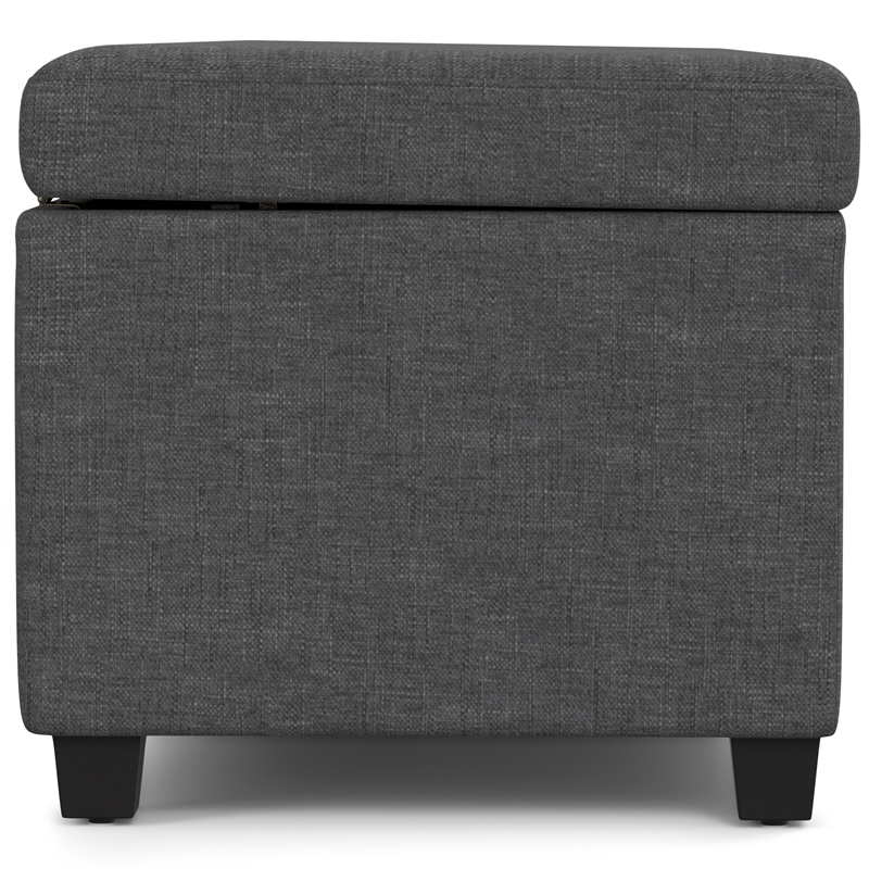 Simpli Home Avalon Contemporary Fabric & Wood Storage Ottoman Bench in Gray