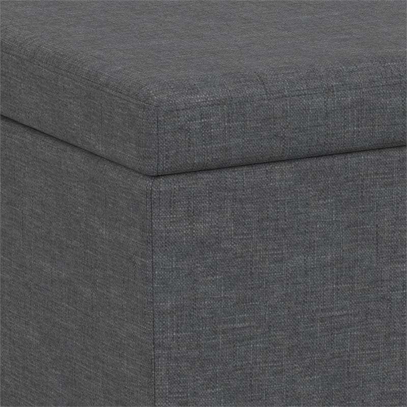 Simpli Home Avalon Contemporary Fabric & Wood Storage Ottoman Bench in Gray