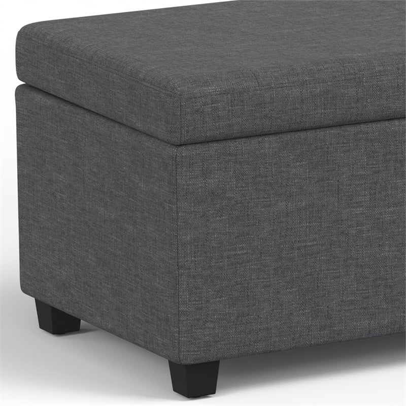 Simpli Home Avalon Contemporary Fabric & Wood Storage Ottoman Bench in Gray