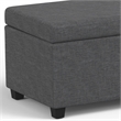 Simpli Home Avalon Contemporary Fabric & Wood Storage Ottoman Bench in Gray