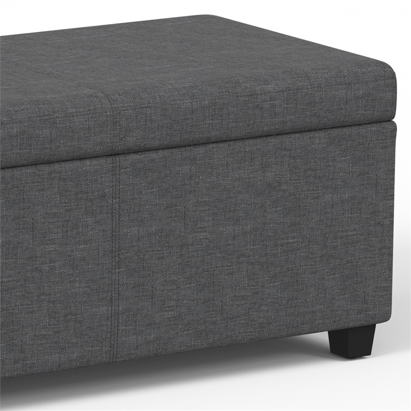 Simpli Home Avalon Contemporary Fabric & Wood Storage Ottoman Bench in Gray