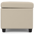Simpli Home Avalon Contemporary Faux Leather Storage Ottoman Bench in Cream