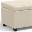 Simpli Home Avalon Contemporary Faux Leather Storage Ottoman Bench in Cream