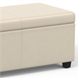Simpli Home Avalon Contemporary Faux Leather Storage Ottoman Bench in Cream