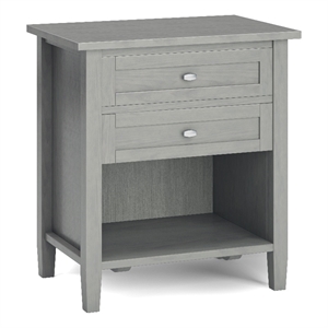 Simpli Home Warm Shaker Transitional Solid Wood Bedside Table in Fog Gray