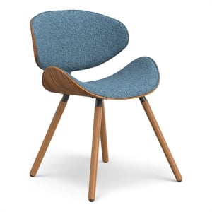 Simpli Home Marana 29.3&quot Modern Wood & Fabric Dining Chair in Denim Blue