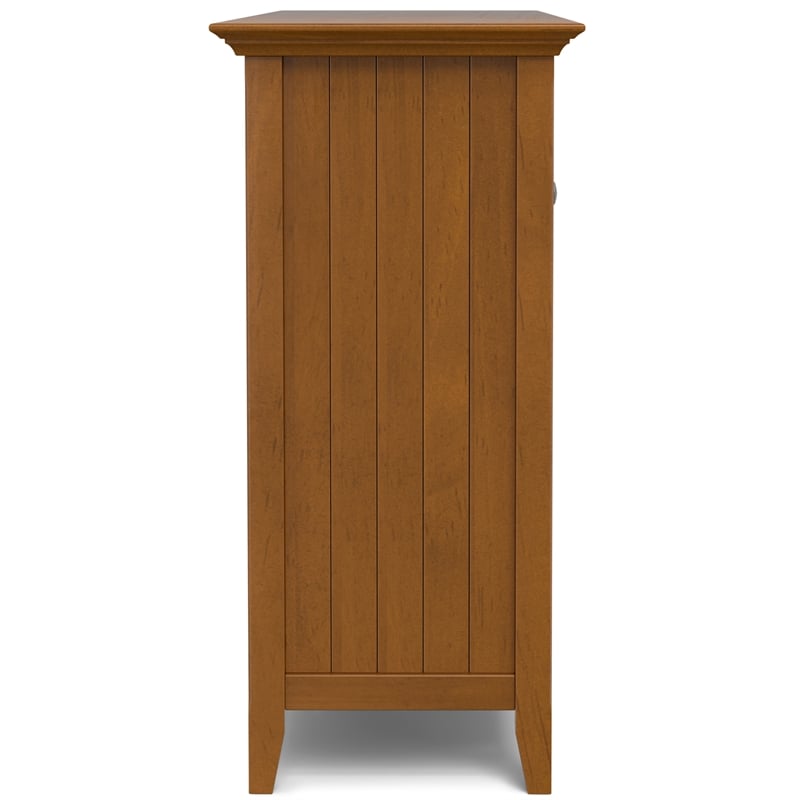 Simpli Home Bedford Transitional Solid Wood Sideboard & Wine Rack in Light Brown