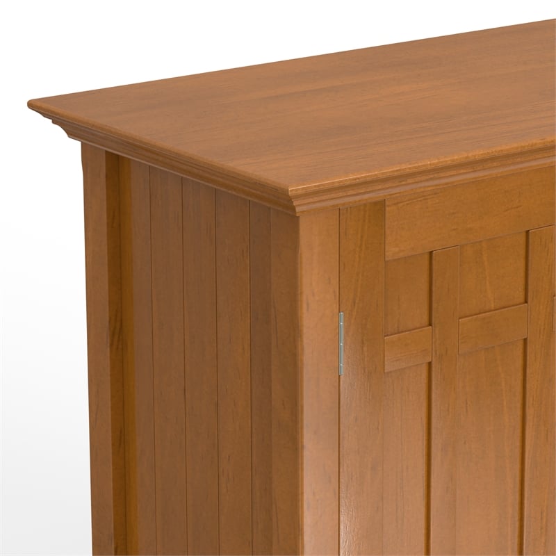 Simpli Home Bedford Transitional Solid Wood Sideboard & Wine Rack in Light Brown