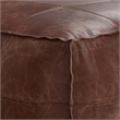 Simpli Home Sheffield Upholstered Square Genuine Leather Pouf in Dark Brown