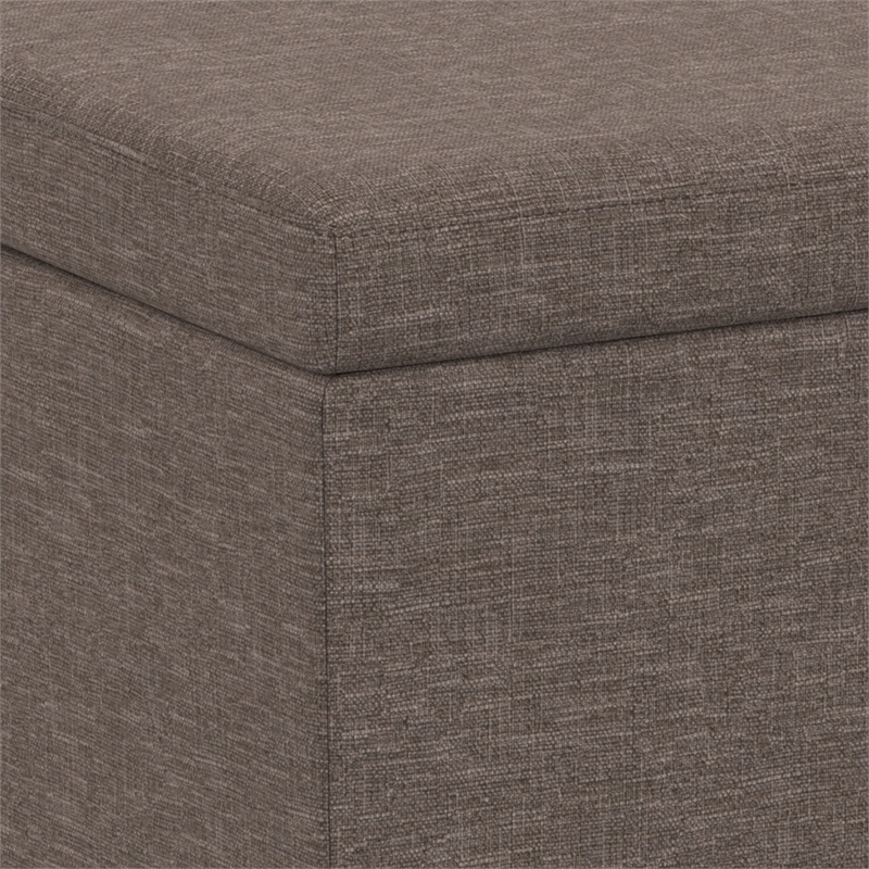 Simpli Home Avalon Contemporary Wood & Fabric Storage Ottoman Bench in Brown