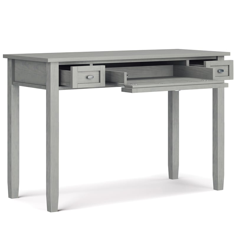 Simpli Home Warm Shaker Transitional Solid Wood Writing Office Desk in Fog Gray