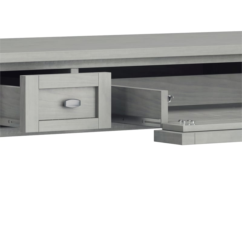 Simpli Home Warm Shaker Transitional Solid Wood Writing Office Desk in Fog Gray