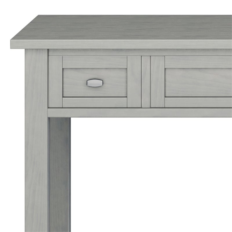 Simpli Home Warm Shaker Transitional Solid Wood Writing Office Desk in Fog Gray