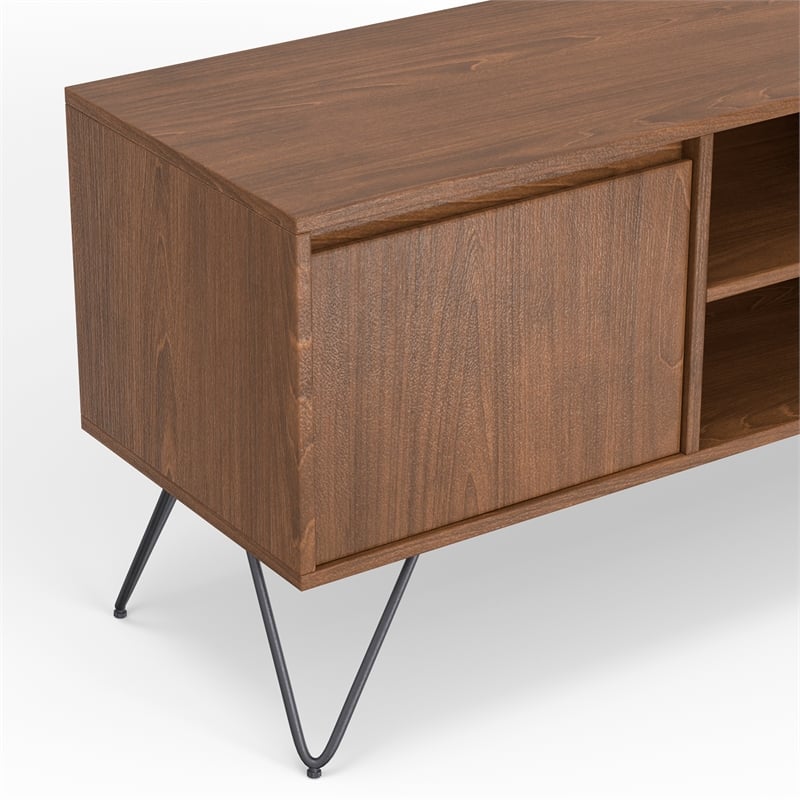 hunter 60&quot wide industrial tv media stand in walnut wood for tvs up to 65 inches