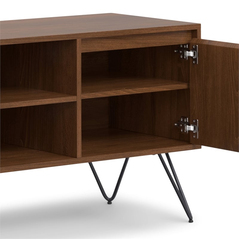hunter 60&quot wide industrial tv media stand in walnut wood for tvs up to 65 inches