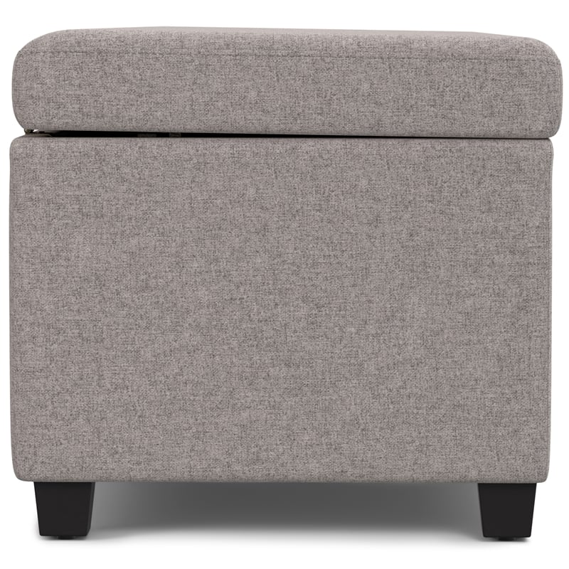 Simpli Home Avalon Contemporary Fabric & Wood Storage Ottoman Bench in Gray