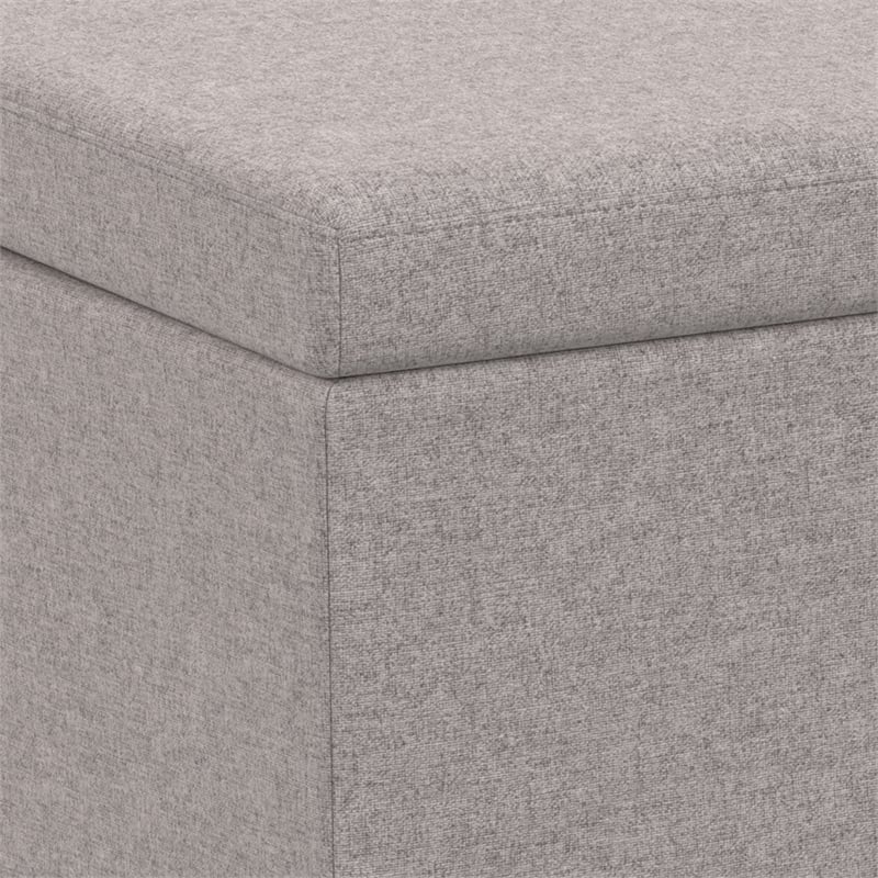 Simpli Home Avalon Contemporary Fabric & Wood Storage Ottoman Bench in Gray