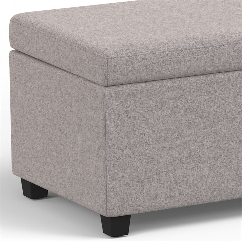 Simpli Home Avalon Contemporary Fabric & Wood Storage Ottoman Bench in Gray