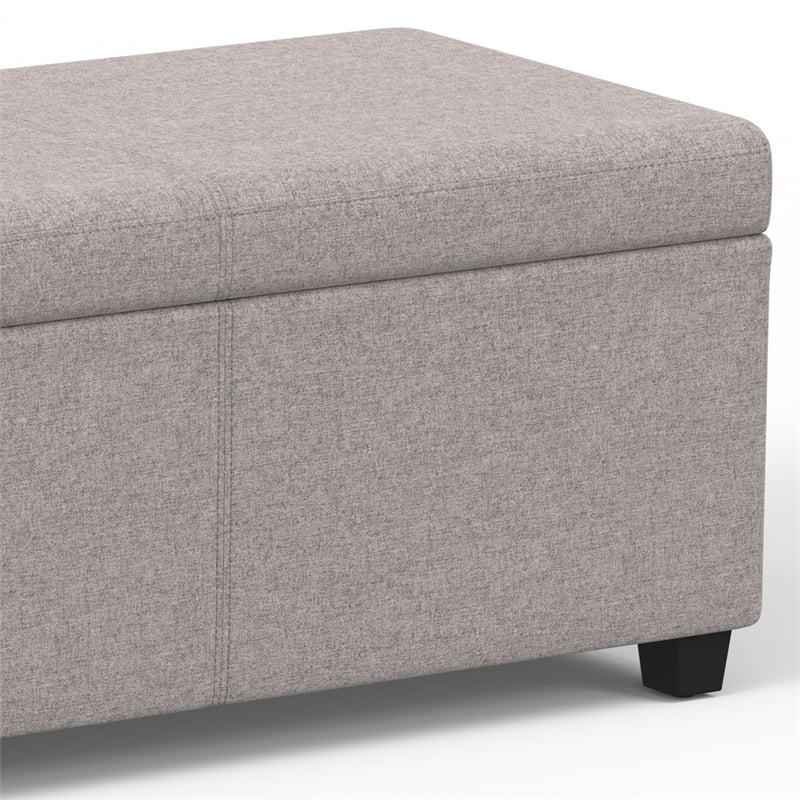 Simpli Home Avalon Contemporary Fabric & Wood Storage Ottoman Bench in Gray