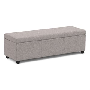 Simpli Home Avalon Contemporary Fabric & Wood Storage Ottoman Bench in Gray