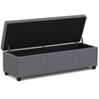 Simpli Home Avalon Contemporary Faux Leather Storage Ottoman Bench in Stone Gray