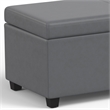 Simpli Home Avalon Contemporary Faux Leather Storage Ottoman Bench in Stone Gray