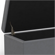 Simpli Home Avalon Contemporary Faux Leather Storage Ottoman Bench in Stone Gray