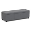 Simpli Home Avalon Contemporary Faux Leather Storage Ottoman Bench in Stone Gray