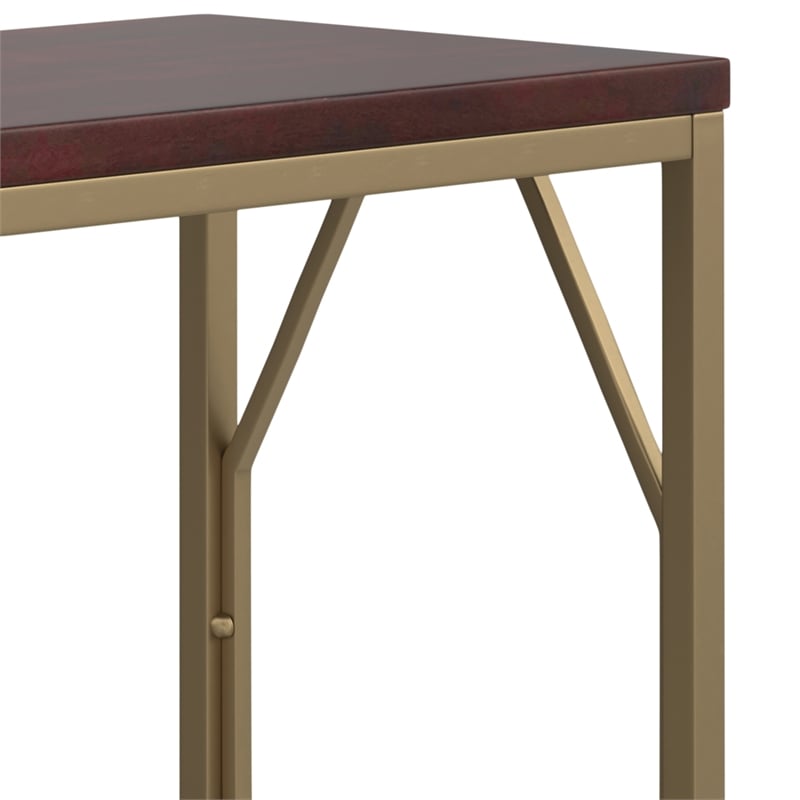 Selma Contemporary 20 inch Wide Metal and Wood Accent Side Table in Cognac