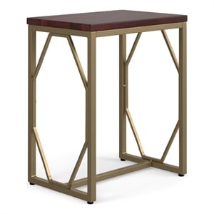 Selma Contemporary 20 inch Wide Metal and Wood Accent Side Table in Cognac