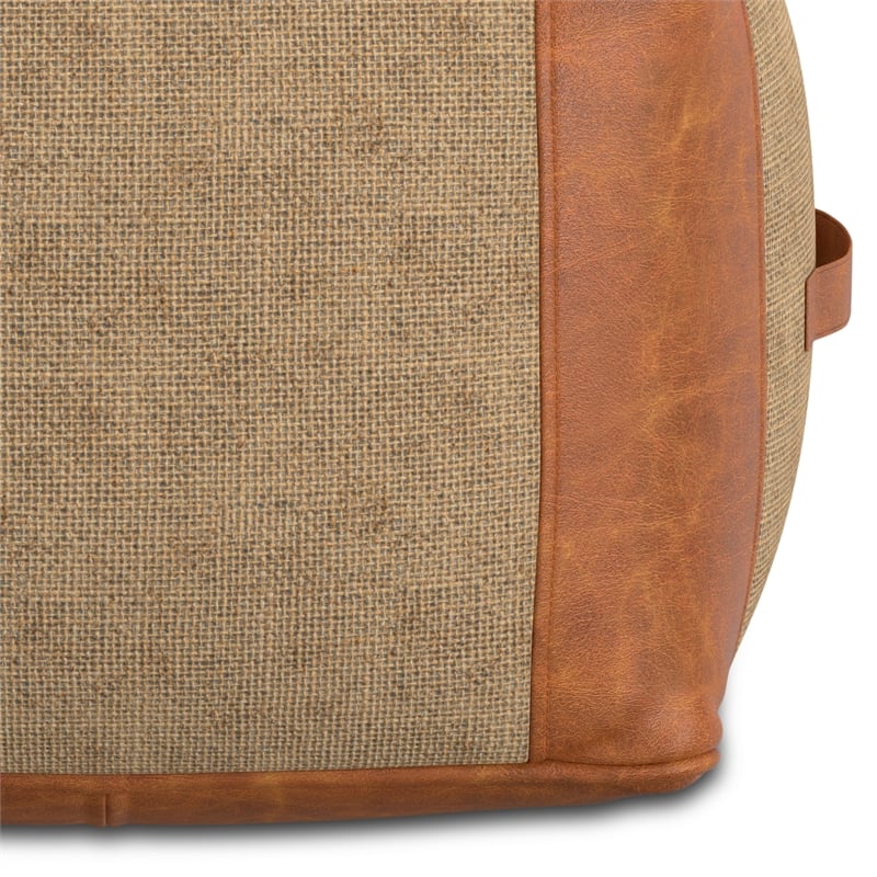 Atkinson Boho Square Pouf in Tan Genuine Leather