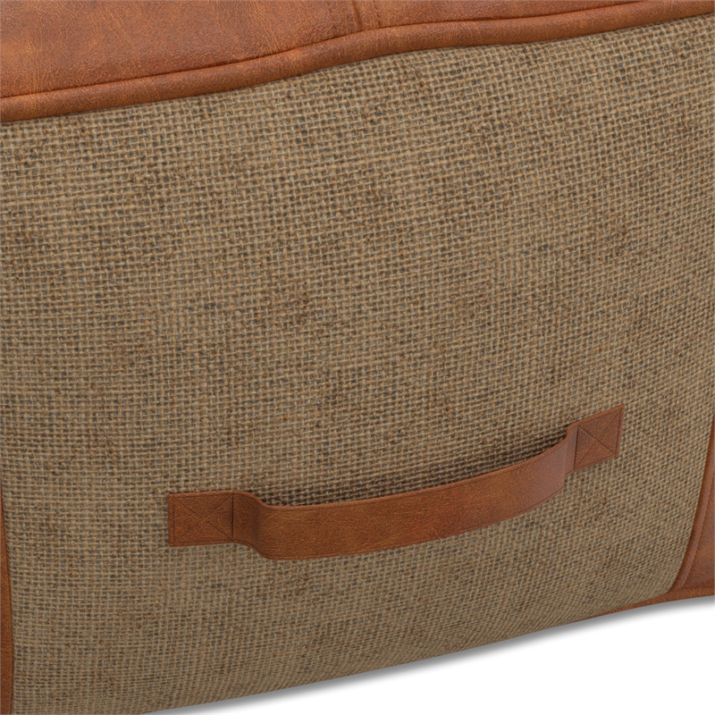 Atkinson Boho Square Pouf in Tan Genuine Leather