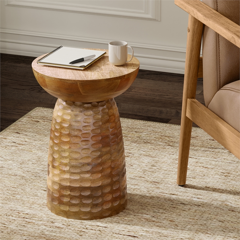 Boyd 13 inch Wide Solid Wood Contemporary Accent Table in Natural & Assembled