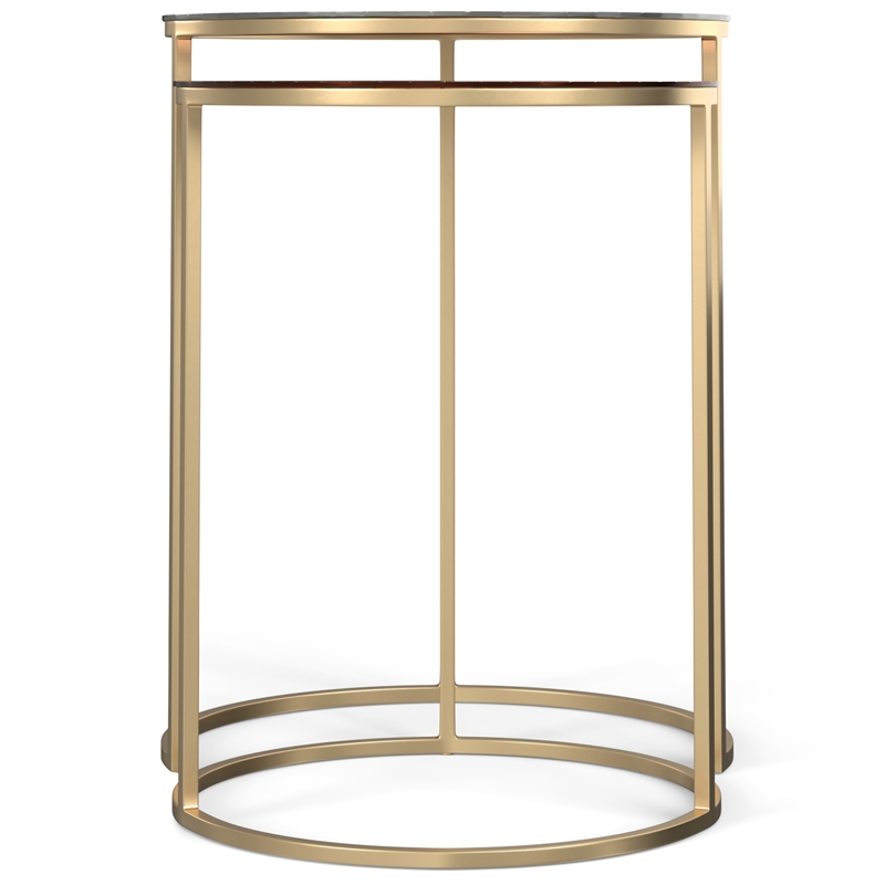 Drake  18 inch Wide Round Contemporary Nesting table in Antique Nickel