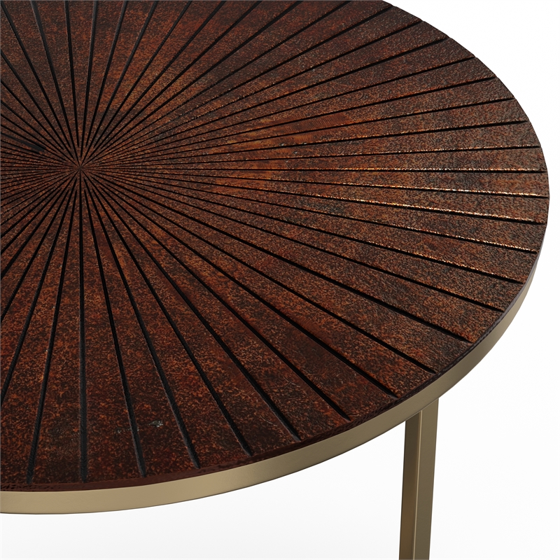 Drake  18 inch Wide Round Contemporary Nesting table in Antique Nickel