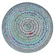 Margo Boho Round Pouf in Green Braided Jute