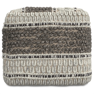 Grady Contemporary Square Pouf in Earth Tone Brown Handloom Woven