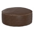 Brody Boho Round Pouf in Distressed Dark Brown Vegan Faux Leather