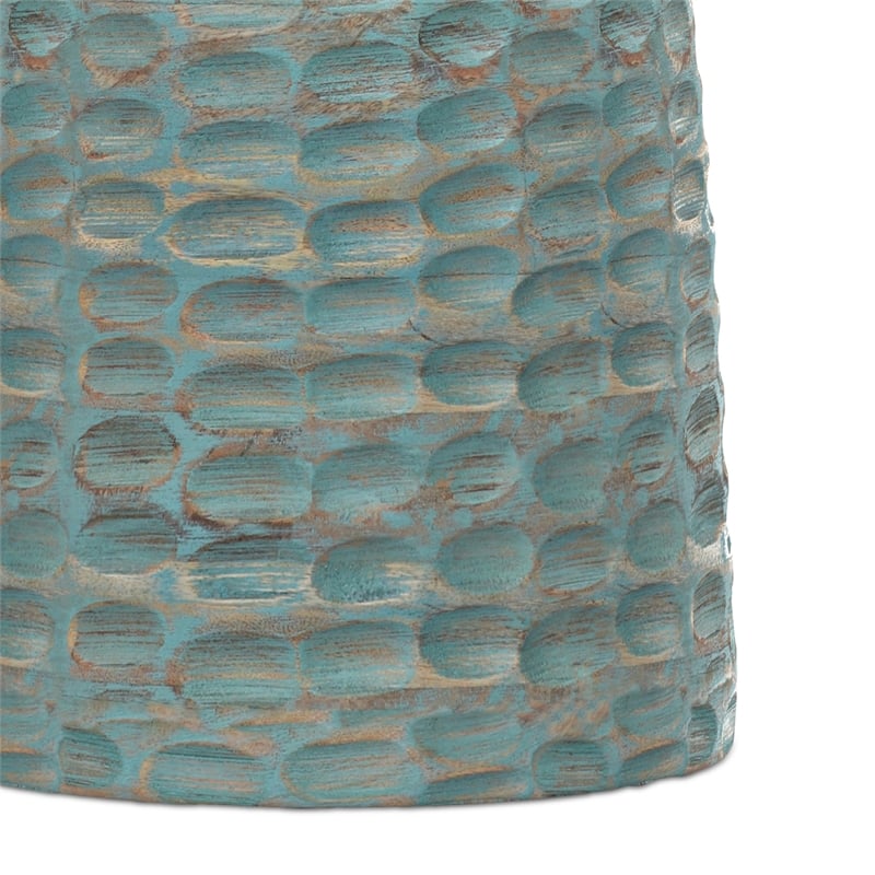 Boyd 13 inch Wide Solid Wood Contemporary Accent Table in Teal Wash & Assembled