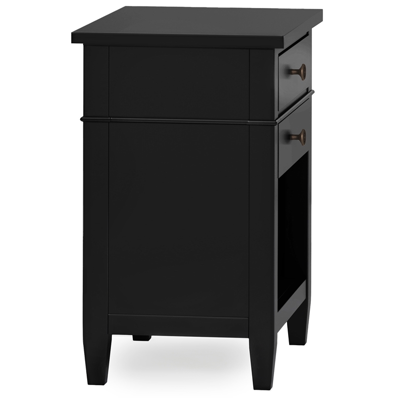 Carlton SOLID WOOD 24 inch Wide Contemporary Bedside Nightstand Table in Black