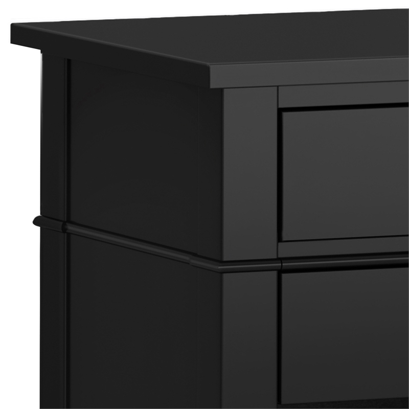 Carlton SOLID WOOD 24 inch Wide Contemporary Bedside Nightstand Table in Black