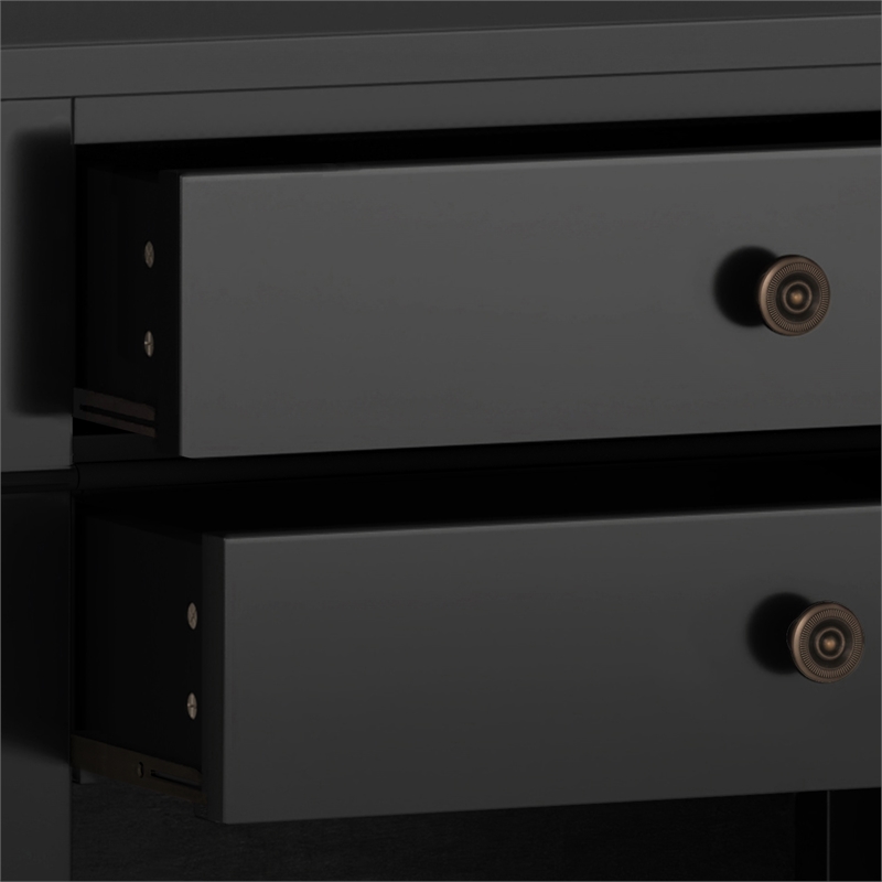 Carlton SOLID WOOD 24 inch Wide Contemporary Bedside Nightstand Table in Black