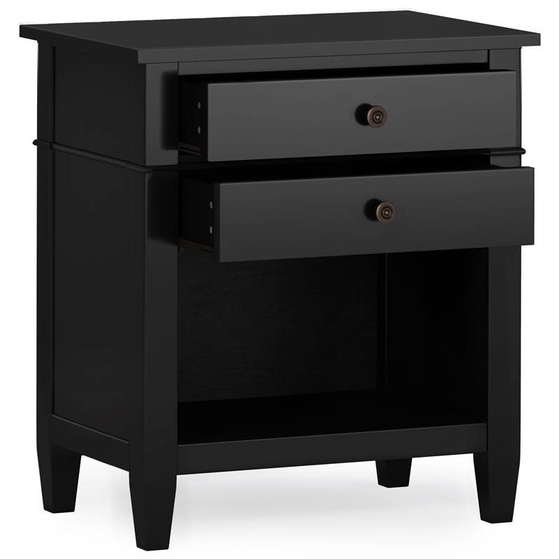 Carlton SOLID WOOD 24 inch Wide Contemporary Bedside Nightstand Table in Black