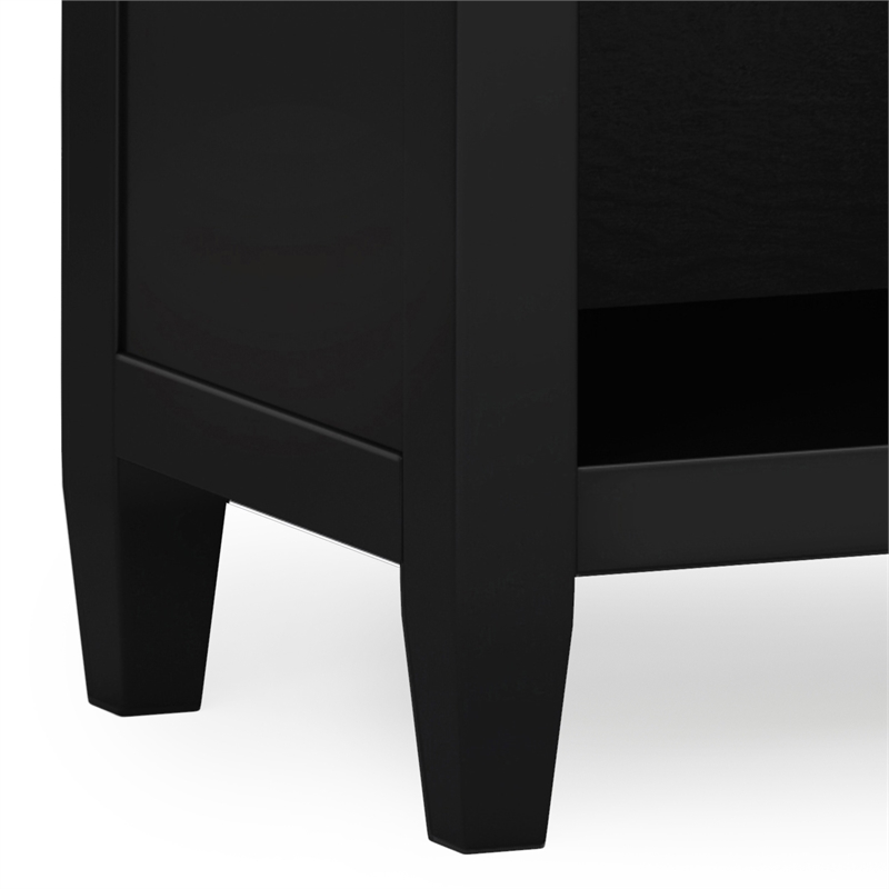 Carlton SOLID WOOD 24 inch Wide Contemporary Bedside Nightstand Table in Black
