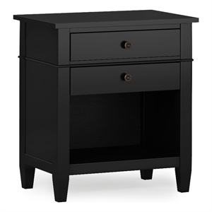Carlton SOLID WOOD 24 inch Wide Contemporary Bedside Nightstand Table in Black